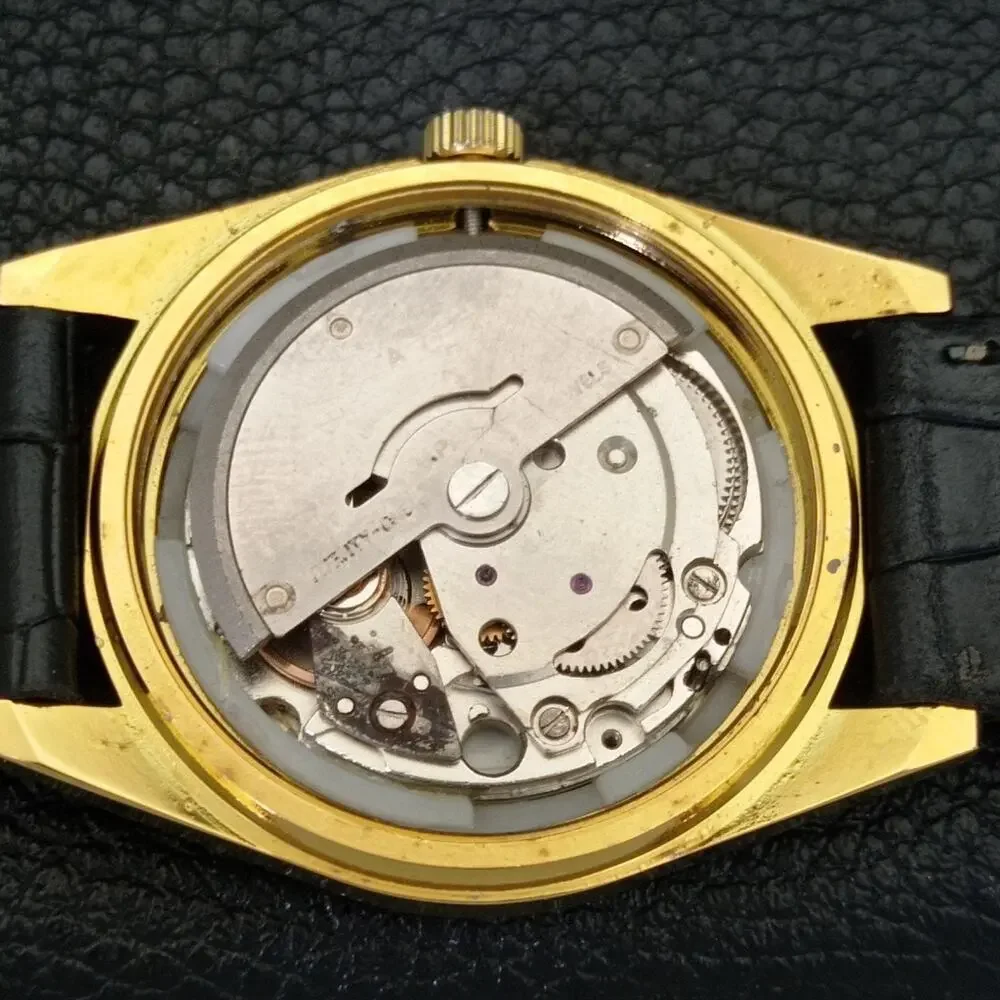 Vintage 1980 Citizen Automatic Mens Gold Watch W/daydate & Blue accents